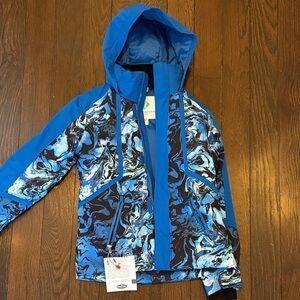 Obermeyer Kids Taja Print Ski Jacket Blue and Black